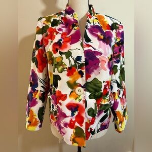 Molly & Maxx floral silky statement blazer jacket SZ PL